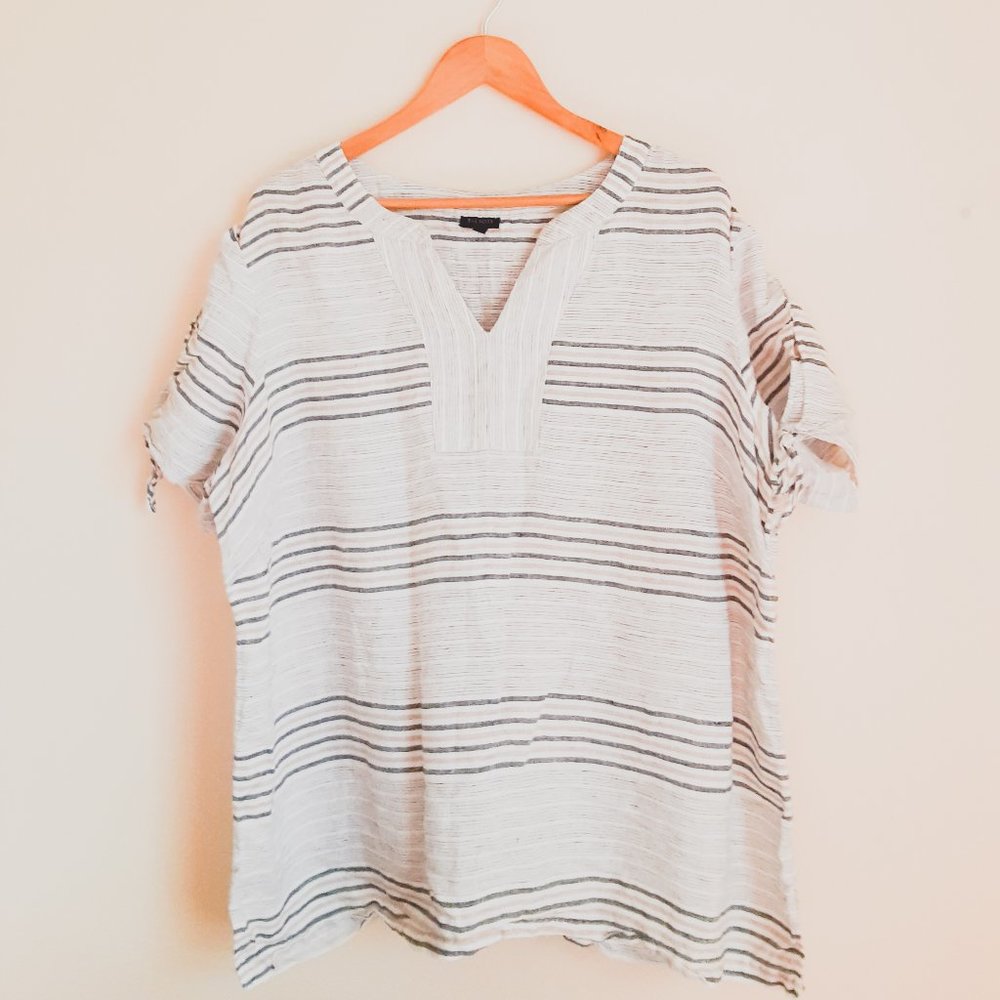Talbots Linen Plus SZ top Minimalist Lagenlook loose top short sleeve  2X/ XXL